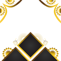 Abstract black background with golden floral ornament. png