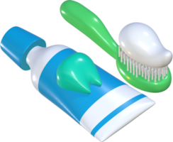 Toothpaste and toothbrush 3D illustration. png