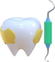 ilustração de ícone 3d de cárie dentária. png