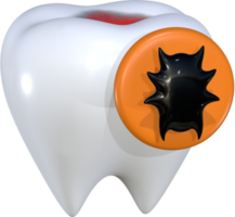 ilustración de icono 3d de caries dental. png