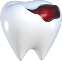 ilustração de ícone 3d de cárie dentária. png