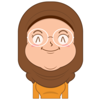 muslim flicka leende ansikte tecknad serie söt png