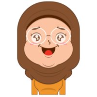 fille musulmane visage heureux dessin animé mignon png