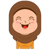 menina muçulmana cara feliz desenho animado fofo png
