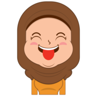 muslim girl playful face cartoon cute png