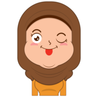 moslim meisje speels gezicht tekenfilm schattig png