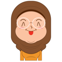 menina muçulmana rosto brincalhão desenho animado fofo png