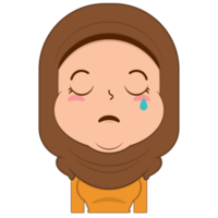 niña musulmana llorando y cara asustada caricatura linda png