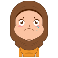 muslim girl crying and scared face cartoon cute png