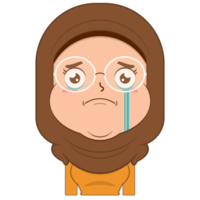 muslim girl crying and scared face cartoon cute png