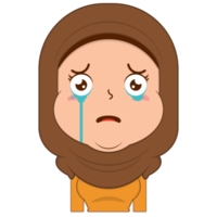 muslim girl crying and scared face cartoon cute png