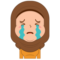 muslimisches mädchen weint und verängstigtes gesicht cartoon süß png