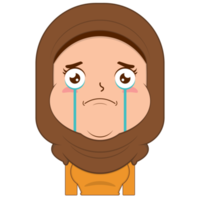 muslim girl crying and scared face cartoon cute png