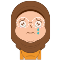 muslim girl crying and scared face cartoon cute png