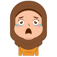 muslim girl crying and scared face cartoon cute png