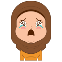 niña musulmana llorando y cara asustada caricatura linda png