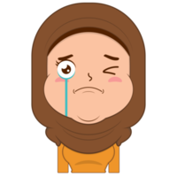 niña musulmana llorando y cara asustada caricatura linda png