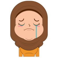 muslimisches mädchen weint und verängstigtes gesicht cartoon süß png