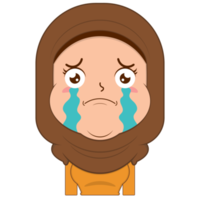 niña musulmana llorando y cara asustada caricatura linda png