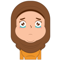 muslim girl crying and scared face cartoon cute png