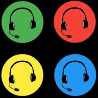 an illustration of headphones with colorful circles on a black background vector