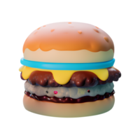 Hamburger auf weißem Hintergrund 3D-Darstellung png