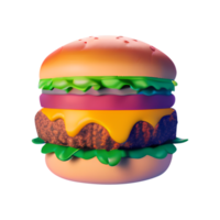 hamburger on white background 3d illustration png