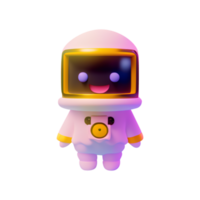 3D Render de un conejito astronauta color rosa aislado sobre fondo blanco. png