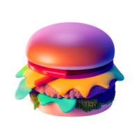 hamburger on white background 3d illustration png