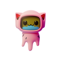 renderização 3D de uma cor rosa gato astronauta isolada no fundo branco png