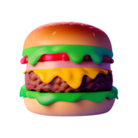hamburguesa sobre fondo blanco ilustración 3d