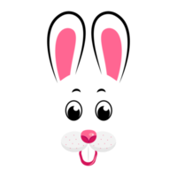 cartoon bunny masks with pink ears and flowers on white isolated background png