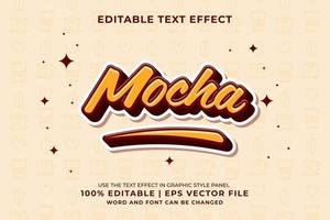 Editable text effect - Mocha 3d Cartoon template style premium vector