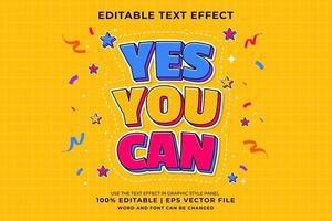 Editable text effect - Yes You Can Cartoon template style premium vector