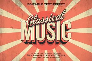 efecto de texto editable - vector premium de estilo de plantilla retro de música clásica