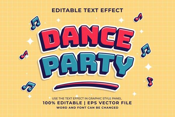 Editable text effect - Dance Again Cartoon template style premium vector