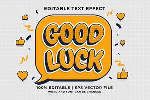 efecto de texto editable - vector premium de estilo de plantilla de dibujos animados de buena suerte