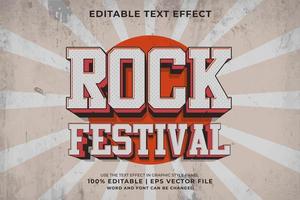 efecto de texto editable - vector premium de estilo retro de plantilla de festival de rock