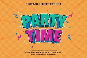 Editable text effect - Party Time Cartoon template style premium vector