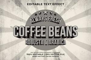 Editable text effect - Coffee Beans Retro template style premium vector