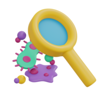 Bacteria study icon cartoon style 3D render png