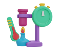 Science lab set icon cartoon style 3D render png