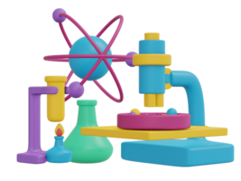 Science lab set icon cartoon style 3D render png