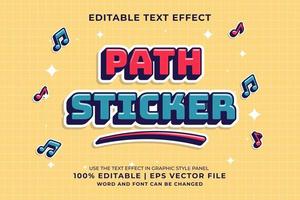 Editable text effect - path sticker Cartoon template style premium vector