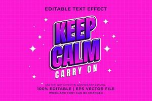 Editable text effect - keep calm Cartoon template style premium vector