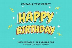 efecto de texto editable - vector premium de estilo de plantilla de dibujos animados de feliz cumpleaños