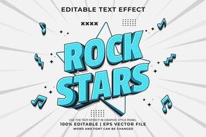 efecto de texto editable - vector premium de estilo de plantilla de dibujos animados 3d de estrellas de rock