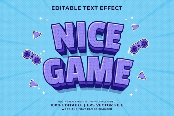 Editable text effect - Nice Game Cartoon template style premium vector