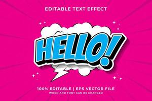 Editable text effect - hello Cartoon template style premium vector