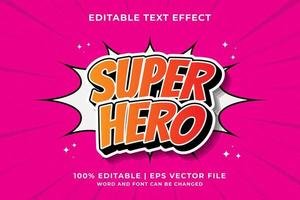 efecto de texto editable - vector premium de estilo de plantilla de dibujos animados de superhéroe